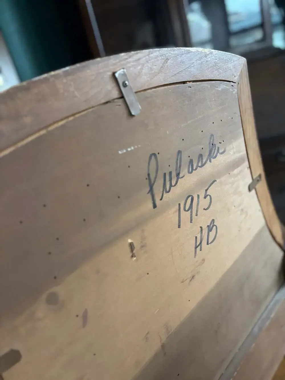 Vintage Pulaski Modern Brutalist Walnut Queen Size Headboard